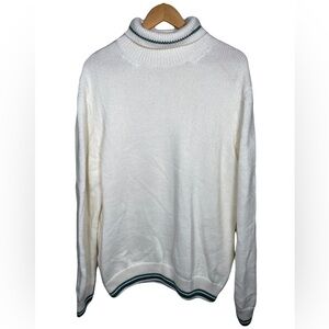 Zara Men’s Wool Blend Striped Turtleneck Varsity Knit Sweater